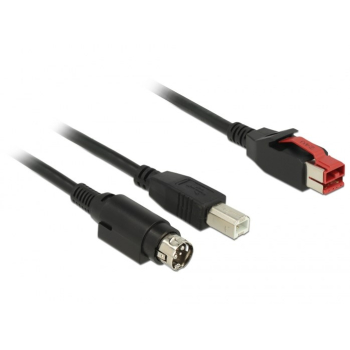 DELOCK PoweredUSB Kab. 24v St > USB-B St + Hosiden 3Pin 3.0m