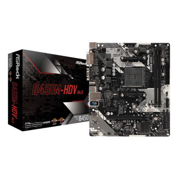 Płyta główna Asrock B450M-HDV R4.0 (AM4; 2x DDR4 DIMM; Micro ATX)