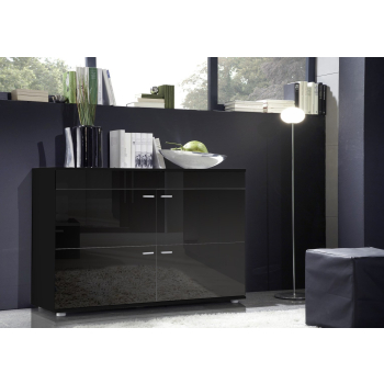 Komoda LOGO II 120/42/78 czarny/ czarny połysk