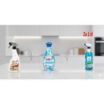 MILL Odplamiac+Koncentr do płuka tkani+Płyn do szyb