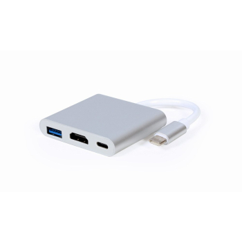 GEMBIRD GEMBIRD MULTI ADAPTER USB TYP-C (M) -> USB TYP-C; USB 3.0; HDMI SREBRNY