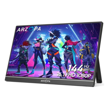 Arzopa Z1FC monitor komputerowy 40,9 cm (16.1") 1920 x 1080 px Full HD LCD Czarny