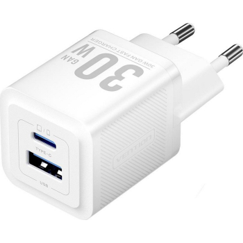 Ładowarka Vention 1x USB-A 1x USB-C GaN 30W biała