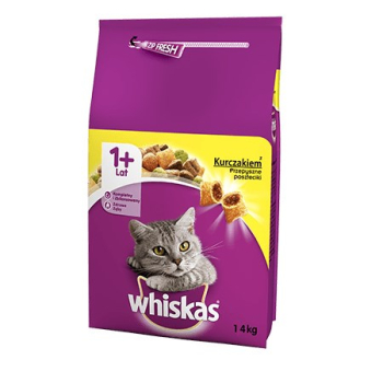 WHISKAS Adult z kurczakiem - sucha, pełnoporcjowa karma dla kota dorosłego - 14 kg