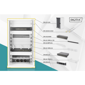 Digitus Zestaw sieciowy 254 mm (10") - 12U, 312 x 300 mm (szer. x gł.)