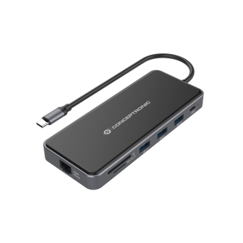 Conceptronic DONN15G - Stacja dokująca - USB-C 3.2 Gen 1 - VGA, 2 x HDMI - GigE