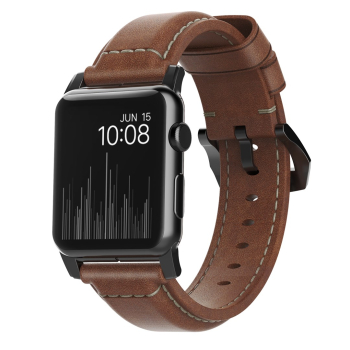 NOMAD Traditional Band - skórzany pasek do Apple Watch 46mm/49mm, skóra Horween (rustic brown, black hardware)