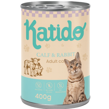 KATIDO Cielęcina z Królikiem mokra karma dla kota 400g