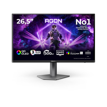 AOC AGON PRO AG276QKD2 monitor komputerowy 67,3 cm (26.5") 2560 x 1440 px Quad HD QD-OLED Czarny, Szary