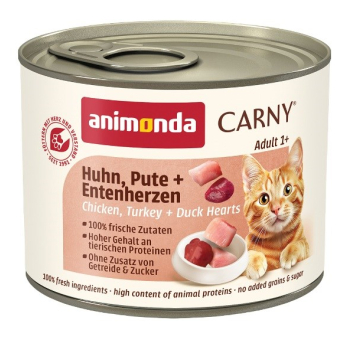ANIMONDA Carny Adult kurczak, indyk, kacze serca - mokra karma dla kota - 200g