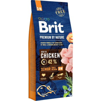 BRIT PREMIUM BY NATURE Senior S+M - sucha karma dla psów starszych ras średnich - 15 kg