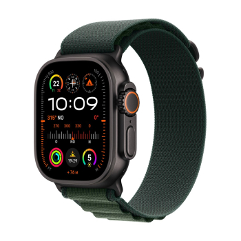 Apple Watch Ultra 2 GPS + Cellular 49mm tytanowa koperta z ciemnozielonym paskiem alpejskim - duża (MX4T3FD/A)