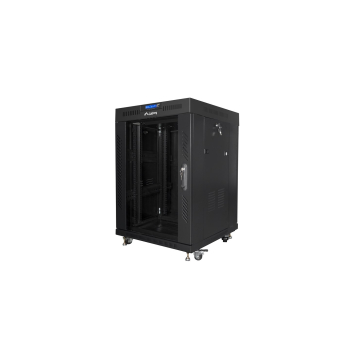 LANBERG SZAFA STOJĄCA RACK 19" 15U 600X600 DRZWI SZKLANE LCD CZARNA FF01-6615-12BL (FLAT PACK)