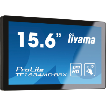 iiyama ProLite TF1634MC-B8X monitor komputerowy 39,6 cm (15.6") 1920 x 1080 px Full HD LED Ekran dotykowy Przeznaczony dla wielu użytkowników Czarny