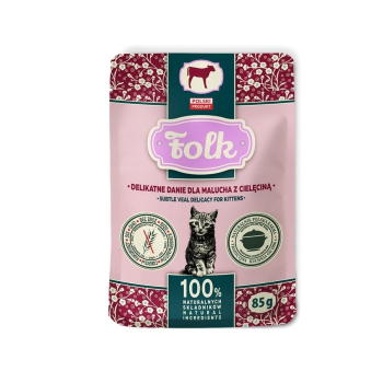 FOLK Kitten Delikatne danie dla malucha z cielęciną saszetka karma dla kota 85g