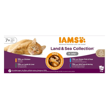 IAMS Senior Wet Cat Food Meat & Fish Variety Mix in Jelly 48x85g
