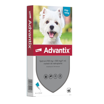 Advantix dla psów od 4 do 10kg pipeta 1,0ml (4 sztuki)