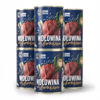 John Dog BERRY Adult wołowina z borówkami 400g*6