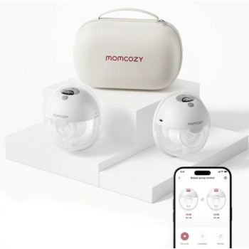 Momcozy M5 Smart Wearable Breast Pump – Laktator muszlowy | Sterowanie aplikacją, bezprzewodowy, podwójny, kolor szary