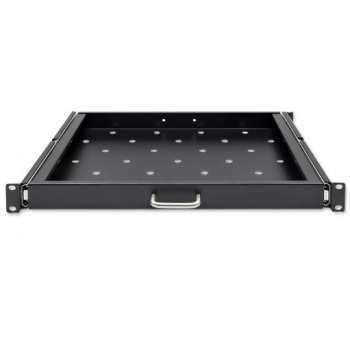 QOLTEC PÓŁKA Z UCHWYTEM DO SZAFY RACK | 600*600 | WYSUWANA | CZARNA