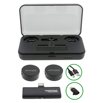 PATONA Premium Profesjonalny Zestaw Mikrofonów Krawatowych PTS-I91S z etui ładującym