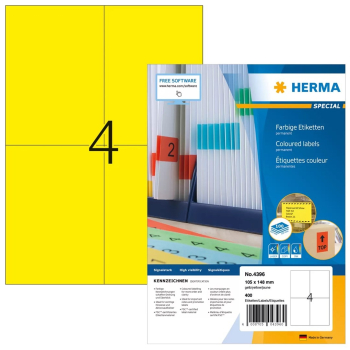 HERMA 4396 etykiet do nadruku Żółty Samoprzylepne etykiety do drukowania