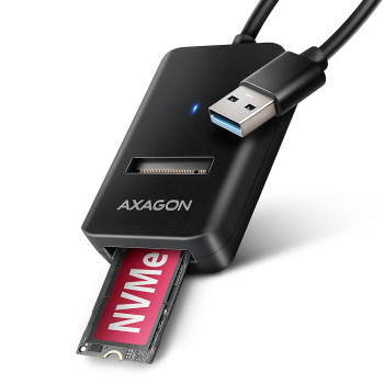 Obudowa SSD Axagon ADM2-AM USB-A 10Gbps - M.2 NVMe & SATA SSD adaptér, kabelis USB-A 10cm Czarny
