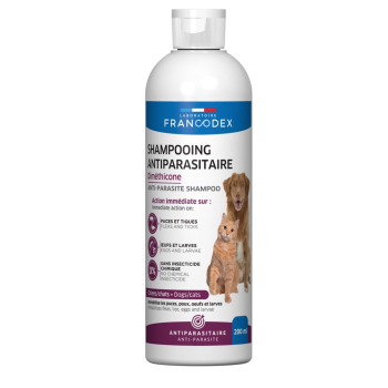 FRANCODEX Szampon dla psa i kota przeciw pasożytom, z dimetykonem 200ml