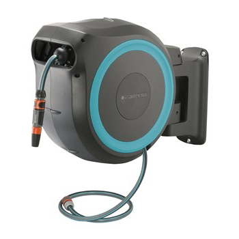 Gardena 18630-20 zwijadło ogrodowe Montowany do ściany wózek na wąż ogrodowy Automatyczny Czarny, Niebieski