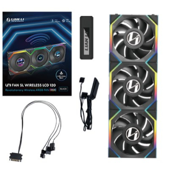 Lian Li UNI FAN SL Wireless LCD 120 Obudowa komputera Wentylator 12 cm Czarny 3 szt.