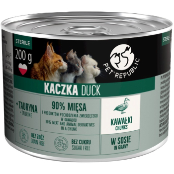 PetRepublic Steril kaczka kawałki w sosie mokra karma dla kota 10x200g