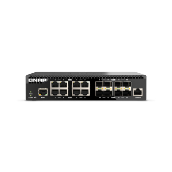 Qnap QSW-M3216R-8S8T, 8x 10GbE, 8x 10GbE SFP+, half-rackmount design, managed switch