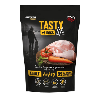 BIOFEED Tasty dog life indyk 90% saszetka 500g