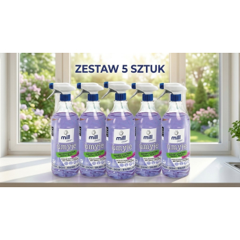 MILL CLEAN UMYJE Płyn do mycia szyb, luster, glazury o Zapachu Maciejki 1,22l ( 4 sztuki+1 sztuka za 1 zł)