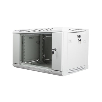 Szafa jednosekcyjna, zamykana na zamek Lanberg WF01-6406-10S (6U; 368mm / 600mm / 450 mm; wisząca; Szklane; 19''; kolor szary)