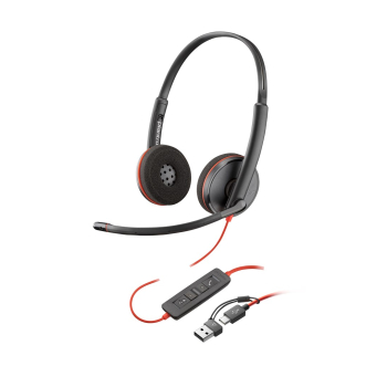 POLY Stereofoniczny zestaw słuchawkowy USB-C Blackwire 3225 + wtyczka 3,5 mm + przejściówka USB-C/A (opakowanie zbiorcze)