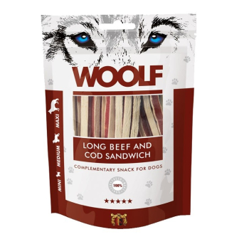 WOOLF LONG BEEF&COD SANDWICH przysmak dla psa 100g