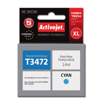 Activejet AE-34CNX Tusz (zamiennik Epson 34XL T3472; Supreme; 14 ml; niebieski)