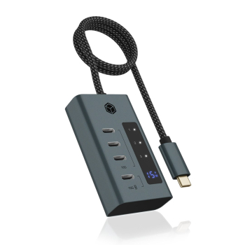 ICY BOX IB-HUB1454-C31 USB 3.2 Gen 1 (3.1 Gen 1) Type-C 10000 Mbit/s Niebieski, Szary