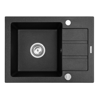 Czarny zlewozmywak granitowy Maidsinks 62x44 1B 1D karbon (Pyragranit; kolor czarny)