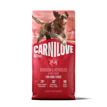 CARNILOVE ACTIVE Dog Dry Made with Venison & Reindeer & Wild Boar for Active Adult All Breeds 12 kg