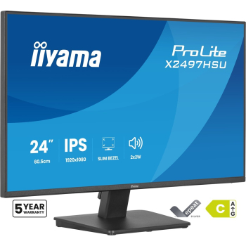 iiyama ProLite X2497HSU-B1 monitor komputerowy 60,5 cm (23.8") 1920 x 1080 px Full HD LED Czarny