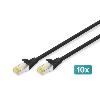 DIGITUS CAT 6A S/FTP Patchkabel, 10 StĂĽck, 2m, schwarz