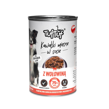 Tuf Tuf kawałki mięsne z wołowiną dla psa puszka 415g