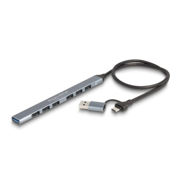 DELOCK 7 Port Slim USB Hub mit USB Type-C oder USB Typ-A