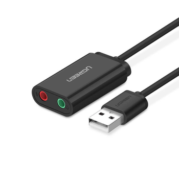 Ugreen zewnętrzna karta dźwiękowa adapter USB -3,5 mm mini jack 15cm (czarny)