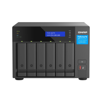Qnap TVS-h674T-i5-32G, Tower, 6 x 2.5"/3.5" SATA, Intel Core i5-12400 6C/12T, 32GBDDR4 SODIMM (Max. 64GB), 2 x 2.5GbE, Single PSU, 350W