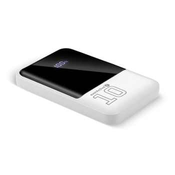 EVERACTIVE POWERBANK 10 000MAH, 2X USB, 1X USB-C 22,5W, QC4+, WYŚWIETLACZ LCD, BIAŁY EB-10Q