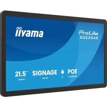 iiyama ProLite S2225AS-B1P Płaski panel Digital Signage 54,6 cm (21.5") LCD Wi-Fi 500 cd/m2 Full HD Czarny Procesor wbudowany Android 24/7