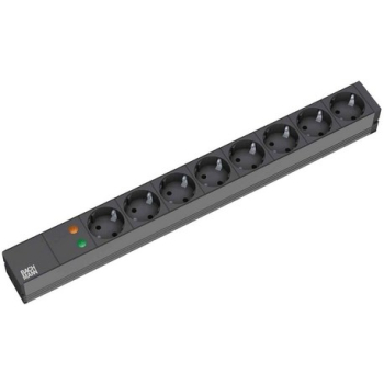Bachmann 19'' 2m 8x Schuko H05VV-F 3G 1.50mm2 rozgałęziacz 8 x gniazdo sieciowe Czarny